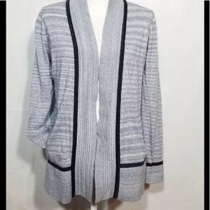 EUC Lou & Gray blue striped open front cardigan  S